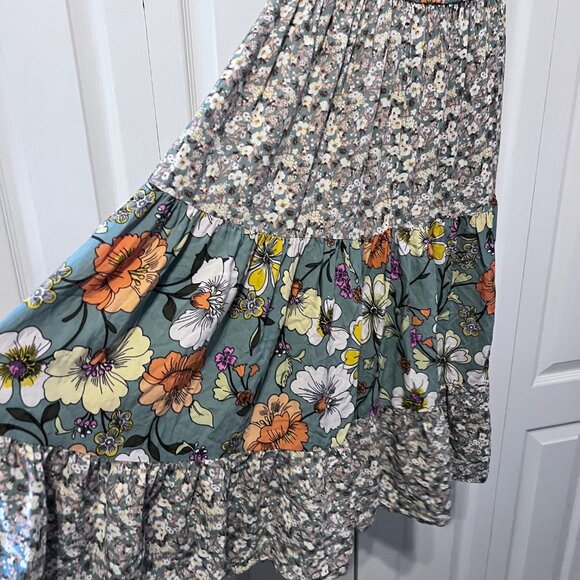 BOG Collective-Women's Spaghetti Adjust. Straps-Floral Dress-Small-Ruching Waist - Picture 13 of 16